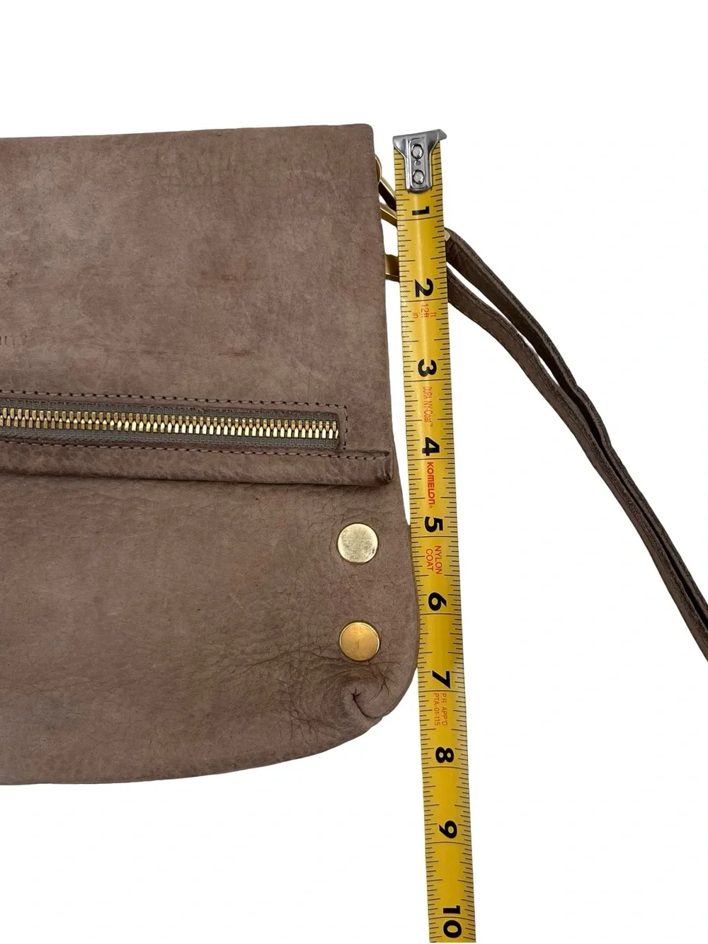 Hammitt Taupe Suede Crossbody with Gold Hardware